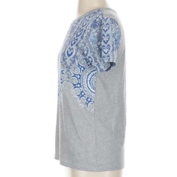 Lucky Brand Worn Grey & Blue Floral Tribal Medallion T Shirt - Picture 4 of 5